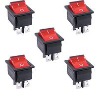 Taiss/5 pièces Interrupteur à Bascule ON/OFF DPST 4 broches 2 positions Commutateur à bascule avec rouge Indicateur LED 16A 250V AC pour Voiture Camion Bateau Appareils électroménagers KCD2-201N-R