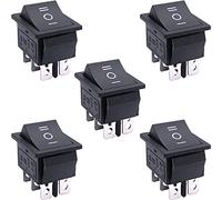 Taiss/5 pièces Interrupteur à Bascule ON/OFF/ON DPDT 6 broches 3 positions Commutateur à bascule 16A 250V 20A 125V AC pour Voiture Camion Bateau Appareils électroménagers KCD2-203-BK