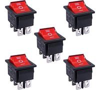 Taiss/5 pièces Interrupteur à Bascule ON/OFF/ON DPDT 6 broches 3 positions Commutateur à bascule avec rouge Indicateur LED 16A 250V pour Voiture Camion Bateau Appareils électroménagers KCD2-203N-R
