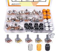 Taiss 60 pièces Kit Potentiomètre Linéaire Rotatif 5K 10K 20K 50K 100K Ohm,Potentiomètre Rotatif, Potentiomètre Linéaire Type B 3 broches avec Boutons écrous et rondelle F029-WH148-BOX