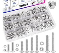 Taiss Assortiment de vis à métaux et écrous en acier inoxydable 304, #6-32#8-32#10-24, 8 tailles, boulons et écrous à tête cylindrique cruciforme, assortiment de 237 pièces