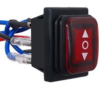 Taiss interrupteur à bascule inversé de polarité à verrouillage étanche Commande de moteur à courant continu 6 broches 3 positions 10A avec lumière LED rouge ON-OFF-ON avec fil KCD4-203NW-R-JT