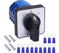 Taiss LW26-32/3 Commutateur de sélecteur à came rotative universelle 3 positions 12 bornes 32A 690V Inverseur Commutateur Rotatif,avec 4 vis +SV2-4s Borne de connexion bleue LW26-32/3+DZ