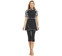 TaissBocco Maillot de Bain Modeste à Manches Courtes pour Femme avec Protection Anti-irritations (K1, XS)