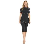 TaissBocco Maillot de Bain Modeste à Manches Courtes pour Femme avec Protection Anti-irritations (K3, L)