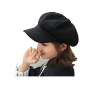 TAITUS Femmes Gavroche Casquette, Solide Plaine Octogonale Gavroche Casquette Hommes Dames Casual Chapeau Béret D’Hiver (Black,One Size)