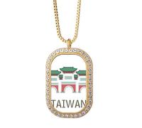 Taiwan Attractions Collier de voyage Temple Confucius Pendentif Diamant Cristal Doré