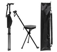 TAIWANBED Canne portable, canne de marche portable réglable, canne avec siège, chaise pliable, bâton de randonnée, pour camping, randonnée, aluminium léger, facile à transporter, antidérapant avec sac