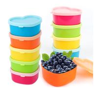 TAIXING 10 Pièces Boite en Forme de Cœur, Couvercle Inclus, 5 Couleurs, Mini Boîte Plastique Alimentaire pour Sauces, Dips, Épices, Yaourt, Vinaigrettes et Houmous