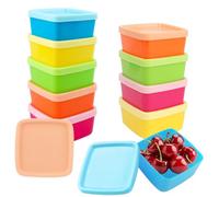TAIXING 10 Pièces Petite Boite Plastique en Carrées avec Couvercle, 5 Couleurs Mini Boite Plastique, Boite Alimentaire Plastique pour Sauces, Dips, Épices, Yaourt, Vinaigrettes et Houmous