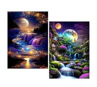 TAIXING 2 Pièces Diamond-Painting, 5D Vue Nocturne Sur La Mer Diamond-Painting Adulte, DIY Broderie Paysage Diamant Painting pour Salon, Chambre à Coucher, Décoration Murale, Cadeaux, 30x40 cm