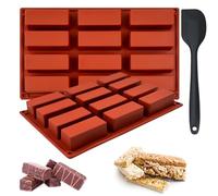 TAIXING 2 Pièces Moule Barre de Céréales, 12 Cavités Moule Financier Silicone avec Spatule Silicone Moule Tablette Chocolat pour Faire des Barres de Céréales au Chocolat Muffins Gâteaux Puddings