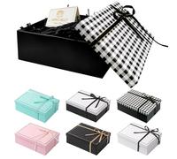 TAIXING 2025 Nouveaux Boite Cadeau Anniversaire, Boîte Cadeau Vide avec Couvercles, 25 x 18 x 8.5 cm Boîtes Cadeaux avec Ruban Raphia Carte, Boîte Cadeau pour Mariages Valentin Noel Fête
