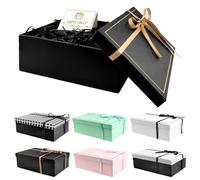 TAIXING 2025 Nouveaux Boite Cadeau Anniversaire, Boîte Cadeau Vide avec Couvercles, 25 x 18 x 8.5 cm Boîtes Cadeaux avec Ruban Raphia Carte, Boîte Cadeau pour Mariages Valentin Noel Fête
