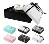 TAIXING 2025 Nouveaux Boite Cadeau Anniversaire, Boîte Cadeau Vide avec Couvercles, 25 x 18 x 8.5 cm Boîtes Cadeaux avec Ruban Raphia Carte, Boîte Cadeau pour Mariages Valentin Noel Fête