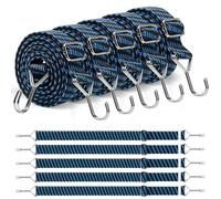 TAIXING 4 Pièces Tendeurs Elastique avec Crochets, 1M Plate Tendeur Elastique Réglables, Sandow Elastique Solide et Résistant à Lusure pour Bagages, Barres de Toit, Bâche, Cargaison Mobile, Bleu