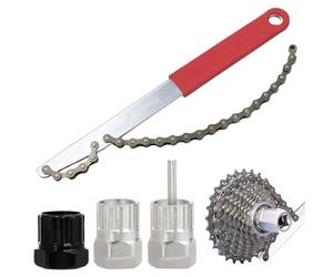TAIXING Outil Vélo 3 en 1, 4 Pièces Dérive Chaîne, Démontage Cassette & Pédalier, Extracteur de Manivelle, Convient aux Chaînes de Vitesses 6,7, 8, 9, 10, 11, pour Shimano/SRAM/SunRace（Rouge）