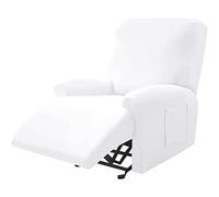 TAIXINT 4 Pièce Housse De Fauteuil Inclinable, Doux Antidérapante avec Poche Latérale Housse Fauteuil Relax Electrique, Spandex Tissu Housse De Canapé (Blanche)