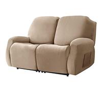 TAIXINT Fauteuil Relax Housse en Velours,Housse de canapé en Peluche en Velours Doux pour Fauteuil Relax,Housses de Meubles de Luxe élégantes avec Accoudoirs (2 Places,Chameau)