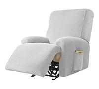 TAIXINT Fauteuil Relax Housse en Velours,Housse de canapé en Peluche en Velours Doux pour Fauteuil Relax,Housses de Meubles de Luxe élégantes avec Accoudoirs (1 Place,Gris Clair)