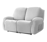 TAIXINT Fauteuil Relax Housse en Velours,Housse de canapé en Peluche en Velours Doux pour Fauteuil Relax,Housses de Meubles de Luxe élégantes avec Accoudoirs (2 Places,Gris Clair)