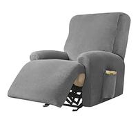 TAIXINT Fauteuil Relax Housse en Velours,Housse de canapé en Peluche en Velours Doux pour Fauteuil Relax,Housses de Meubles de Luxe élégantes avec Accoudoirs (1 Place,Gris foncé)