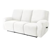 TAIXINT Fauteuil Relax Housse en Velours,Housse de canapé en Peluche en Velours Doux pour Fauteuil Relax,Housses de Meubles de Luxe élégantes avec Accoudoirs (3 Places,Crème)