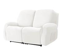 TAIXINT Fauteuil Relax Housse en Velours,Housse de canapé en Peluche en Velours Doux pour Fauteuil Relax,Housses de Meubles de Luxe élégantes avec Accoudoirs (2 Places,Crème)