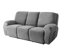 TAIXINT Fauteuil Relax Housse en Velours,Housse de canapé en Peluche en Velours Doux pour Fauteuil Relax,Housses de Meubles de Luxe élégantes avec Accoudoirs (3 Places,Gris foncé)