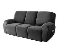 TAIXINT Fauteuil Relax Housse en Velours,Housse de canapé en Peluche en Velours Doux pour Fauteuil Relax,Housses de Meubles de Luxe élégantes avec Accoudoirs (3 Places,Le Noir)