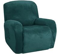TAIXINT Housse de Fauteuil en Velours,Housse de canapé en Peluche en Velours Doux pour Fauteuil Relax,Housses de Meubles de Luxe élégantes avec Accoudoirs (Vert foncé)