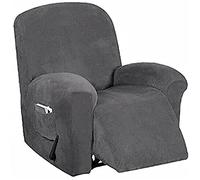 TAIXINT Housse de Fauteuil Relax Doux Velours Extensible, Housse de Canapé Antidérapante avec Poche Latérale, Protege de Meubles Lavable pour Fauteuil Inclinable (1 Place (1 pièce),Gris)