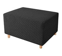 TAIXINT Jacquard Housse De Repose-Pieds Rectangulaire, Extensible Élastique Couverture pour Rangement Repose-Pied Housse De Pouf Canapé (S,Noir)