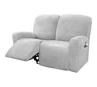 TAIXINT Velours Housse De Fauteuil Relax Extensible, Doux Housse De Chaise Inclinable pour Canapé Coussin Antidérapant Lavable Couvre pour Canapé pour Salon (2 Places,Gris Clair)