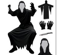 TaiXinYulyDéguisement Scream pour Adulte， Halloween Ghostface Costume Set,Ghost Face Scream Costume,Masque inclus et Poignard en plastique, Costumes Horreur Adultes pour Halloween, Carnaval, (S)