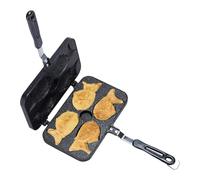 Taiyaki Grill Pan - Aluminum Alloy, Nonstick Double Sided Baker, Fish Waffle Maker | Heat Resistant Hanging Handle, Flat Bottom Mold For Camping Travel Cooking Picnic Outdoor Bakin