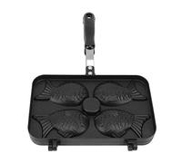 Taiyaki Moule à gâteau en forme de poisson, gaufrier antiadhésif en forme de poisson, double moule de cuisson avec poignée pour cuisine, desserts, fête de cuisine, 4 grilles en