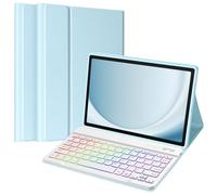 TaIYanG Étui avec clavier rétroéclairé pour Samsung Galaxy Tab A9 Plus 11" modèle 2023 (SM-X210/X216/X218), coque fine et légère avec clavier Bluetooth sans fil magnétique amovible, bleu