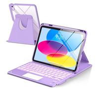 TaIYanG Pavé tactile pour iPad A16 11e/10e génération avec clavier, coque rétroéclairée à 7 couleurs, rotation à 360° avec porte-crayon, clavier amovible pour iPad 11" 2025/10e génération 10,9" 2022