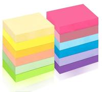 Taiyeestar 1200pcs Sticky Notes, 50 x 38mm Notes Autocollantes Colorées, 12 Couleurs, Notes Adhésives Réutilisables, Sticky Memo Pads pour le Bureau et La Maison