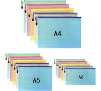 Taiyeestar 15PCS Pochette Plastique A4 A5 A6, PVC Mesh Zipper Pochette Rangement Wallet, Pochette Document, Pochette Zippée, Ranger Papiers petits Objets des Fournitures, Accessoires de Voyage etc