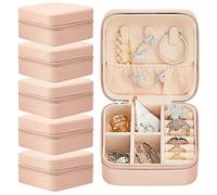 Taiyin Lot de 6 petites boîtes à bijoux de voyage pour demoiselle d'honneur - Mini boîte de rangement (rose)