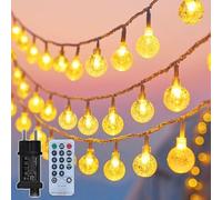 taiyongkang Guirlande Lumineuse Extérieure 15M 100LED Blanc Chaud, Boules Cristal à Bulles, avec Prise et Télécommande, 8 Modes, Étanche IP44 pour Jardin, Balcon, Terrasse, Fête et Mariage