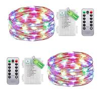 taiyongkang Lot de 2 guirlandes lumineuses d'intérieur avec minuterie et télécommande - 6 m - 50 LED multicolores - Petite guirlande lumineuse pour chambre à coucher, Noël, mariage - Utilisable