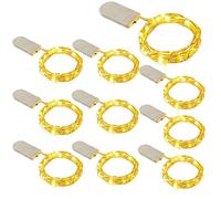 taiyongkang Petite Guirlande Lumineuse LED à Piles, 2 m 20 LED Blanc Chaud, Mini Guirlande Décorative Fil de Cuivre pour Fête, Mariage, Intérieur (Lot de 10)