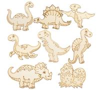TAIYOU 40 Pièces Embellissements Dinosaures en Bois 8 Formes Naturels Tranches Bois Loisir Créatif pour Décoration Scrapbooking Artisanat Bricolage Fête Activité Manuelle Enfant Adulte