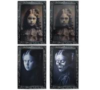 TAIYOU Lot de 2 images décoratives murales d'Halloween - Images d'horreur effrayantes - Portrait d'horreur 3D - Cadre photo - Changement de visage dans différents angles - Pour fête - Château de