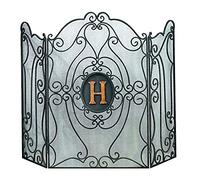 TAIYUESHAN Écran de cheminée à 3 Panneaux en Fer forgé pour intérieur et extérieur, clôture de cheminée à l'épreuve de la sécurité des bébés, 90 cm de Haut (Couleur : Noir)