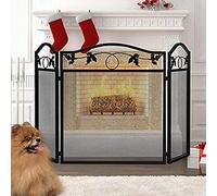 TAIYUESHAN Écran de cheminée à 3 Panneaux, Protection en Maille Anti-feu Pliable pour décoration intérieure et extérieure, Protection Contre Les étincelles sur Pied, en Fer forgé