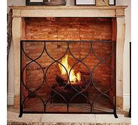 TAIYUESHAN Écran de cheminée à Panneau Unique avec Grille Fine, cloison de cheminée, Pare-feu pour cheminée et poêle - Noir, 84 cm de Haut (Taille : 112 × 20 × 84 cm)